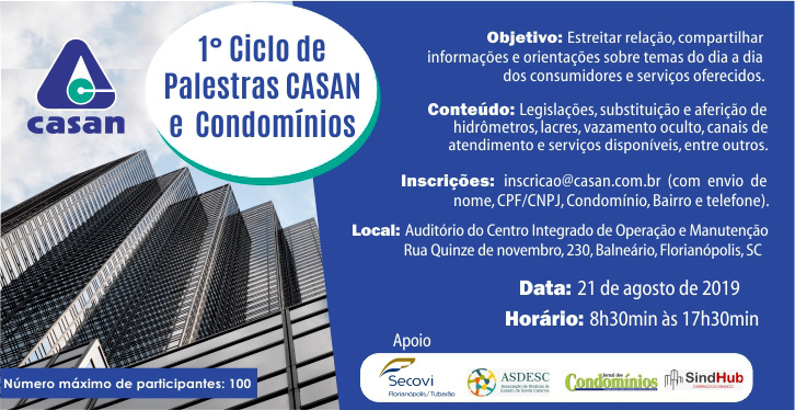 Florianópolis - CASAN promove ciclo de palestras para condomínios